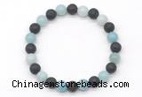 CGB8077 8mm amazonite & black lava beaded stretchy bracelets