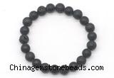 CGB8079 8mm matte black agate & black lava beaded stretchy bracelets