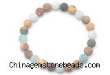 CGB8080 8mm matte amazonite, picture jasper & picasso jasper beaded stretchy bracelets