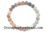 CGB8081 8mm matte amazonite, picture jasper & picasso jasper beaded stretchy bracelets