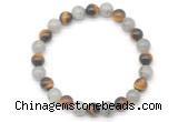 CGB8088 8mm matte yellow tiger eye & labradorite beaded stretchy bracelets