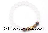CGB8090 8mm matte white crystal & colorful tiger eye beaded stretchy bracelets