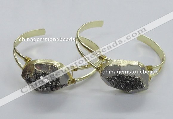 CGB810 25*30mm – 25*35mm freeform plated druzy agate bangles