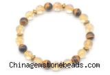 CGB8102 8mm citrine, yellow tiger eye & hematite power beads bracelet