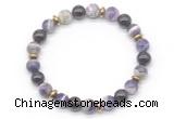 CGB8104 8mm dogtooth amethyst, garnet & hematite power beads bracelet