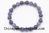 CGB8106 8mm sodalite, amethyst & hematite power beads bracelet