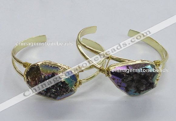 CGB811 25*30mm – 25*35mm freeform plated druzy agate bangles