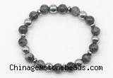 CGB8116 8mm black labradorite & hematite power beads bracelet