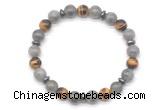 CGB8120 8mm labradorite, yellow tiger eye & hematite power beads bracelet