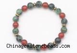 CGB8122 8mm ruby zoisite, red agate & hematite power beads bracelet