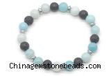 CGB8130 8mm amazonite, black lava & hematite power beads bracelet