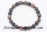 CGB8132 8mm rhodonite, black lava & hematite power beads bracelet