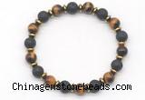 CGB8135 8mm yellow tiger eye, black lava & hematite power beads bracelet