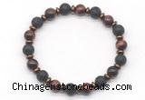 CGB8136 8mm red tiger eye, black lava & hematite power beads bracelet