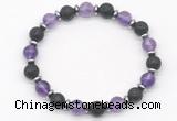 CGB8137 8mm amethyst, black lava & hematite power beads bracelet