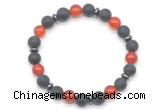 CGB8148 8mm matte black agate, red agate & hematite power beads bracelet