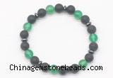 CGB8149 8mm matte black agate, green agate & hematite power beads bracelet