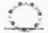 CGB8152 8mm white howlite, matte black labradorite & hematite power beads bracelet