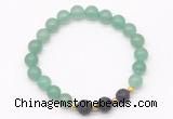 CGB8169 8mm green aventurine & black lava beaded stretchy bracelets