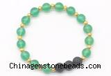 CGB8170 8mm green agate & black lava beaded stretchy bracelets