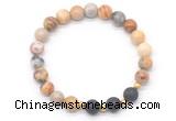 CGB8172 8mm yellow crazy lace agate & black lava beaded stretchy bracelets