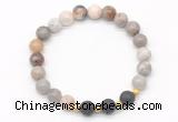 CGB8173 8mm bamboo leaf agate & black lava beaded stretchy bracelets