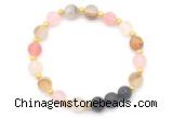 CGB8183 8mm matte volcano cherry quartz & black lava beaded stretchy bracelets