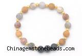 CGB8187 8mm matte yellow crazy lace agate & black lava beaded stretchy bracelets