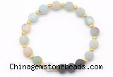 CGB8188 8mm matte amazonite & black lava beaded stretchy bracelets