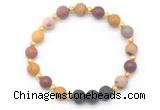 CGB8191 8mm matte mookaite & black lava beaded stretchy bracelets