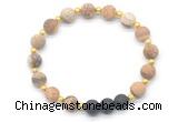 CGB8193 8mm matte picture jasper & black lava beaded stretchy bracelets