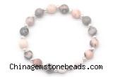 CGB8201 8mm pink zebra jasper & white lava beaded stretchy bracelets