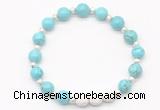 CGB8203 8mm blue howlite & white lava beaded stretchy bracelets