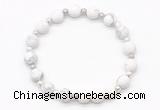 CGB8205 8mm matte white howlite & white lava beaded stretchy bracelets
