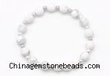 CGB8205 8mm matte white howlite & white lava beaded stretchy bracelets