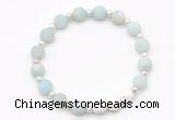 CGB8206 8mm matte amazonite & white lava beaded stretchy bracelets