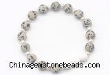 CGB8209 8mm matte dalmatian jasper & white lava beaded stretchy bracelets