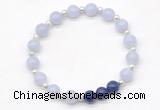 CGB8216 8mm blue lace agate & lapis lazuli beaded stretchy bracelets