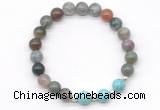 CGB8218 8mm Indian agate & blue howlite beaded stretchy bracelets