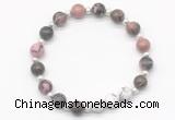 CGB8221 8mm rhodonite & white howlite beaded stretchy bracelets