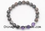 CGB8222 8mm grey opal & amethyst beaded stretchy bracelets