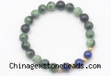 CGB8223 8mm ruby zoisite & lapis lazuli beaded stretchy bracelets