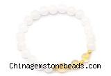 CGB8224 8mm white jade & citrine beaded stretchy bracelets
