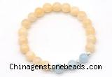 CGB8227 8mm honey jade & aquamarine beaded stretchy bracelets