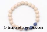 CGB8233 8mm white fossil jasper & lapis lazuli beaded stretchy bracelets