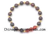 CGB8238 8mm brecciated jasper & red agate beaded stretchy bracelets