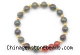 CGB8239 8mm dragon blood jasper & red agate beaded stretchy bracelets