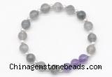CGB8252 8mm cloudy quartz & amethyst beaded stretchy bracelets
