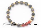 CGB8256 8mm rainbow labradorite & red agate beaded stretchy bracelets