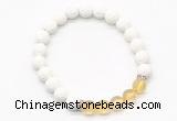 CGB8272 8mm white lava & citrine beaded mala stretchy bracelets